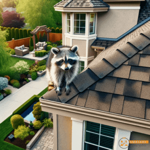 Raccoon On Roof Of House
